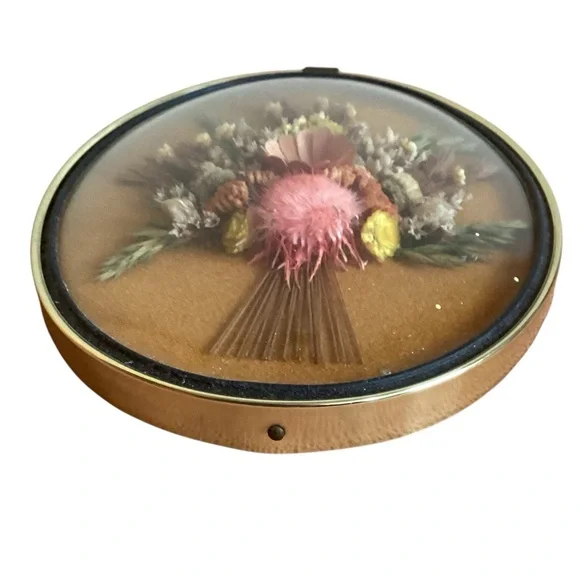 Vintage Oval Dried Flower Convex Wall Art Belgium - Picture 4 of 7